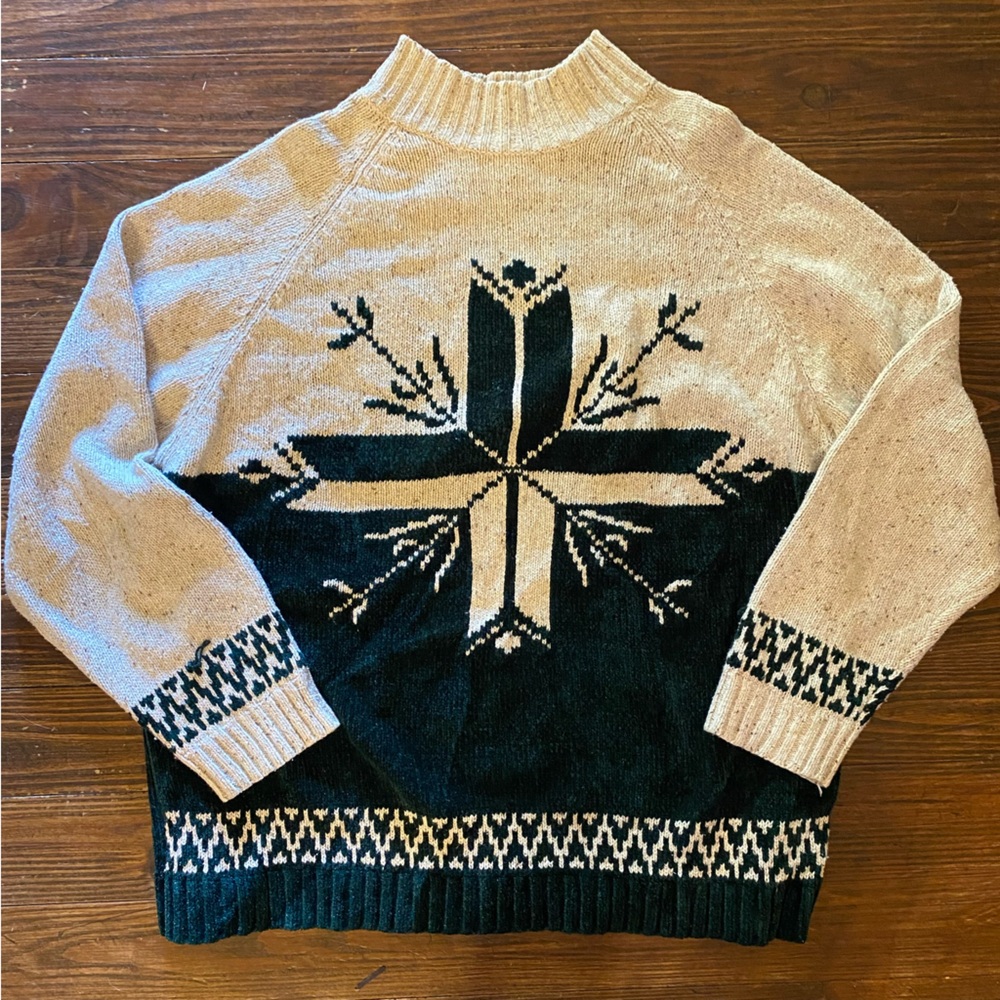 Vintage Russ Snowflake Chenille Sweater Festive Holiday Classic Christmas Party